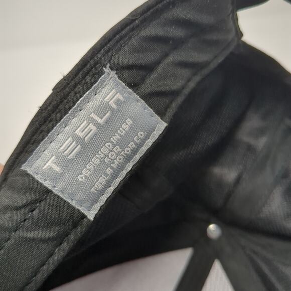 Tesla Strapback Hat Black One Size Adjustable Embroidered 6 Panel - Picture 9 of 9